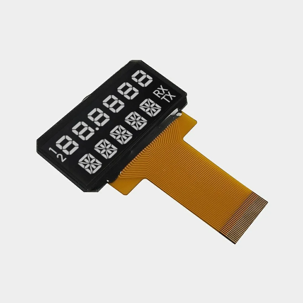 irregular shaped lcd 1.9 inch 11 digit character white on black VA transmissive ultra bright 6 7 segment