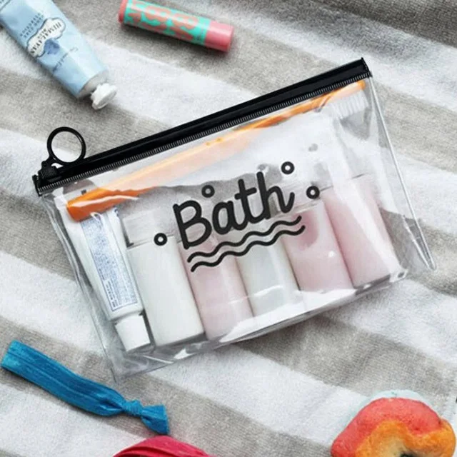 Transparent plastic PVC travel make up bag