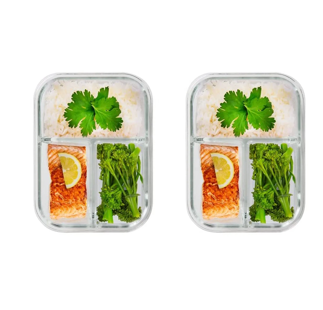 Glass Meal Prep Food Prep Containers Glass Storage Containers 3 Compartment with lids Lunch Containers