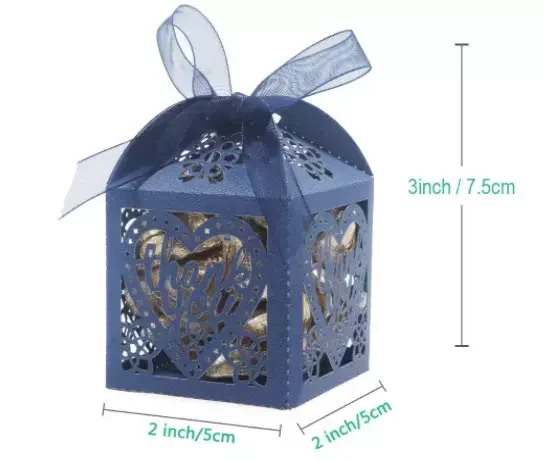 Custom Laser Cut Wedding Party Favor Pearl Paper Box Candy Bag Chocolate Gift Boxes with Ribbon