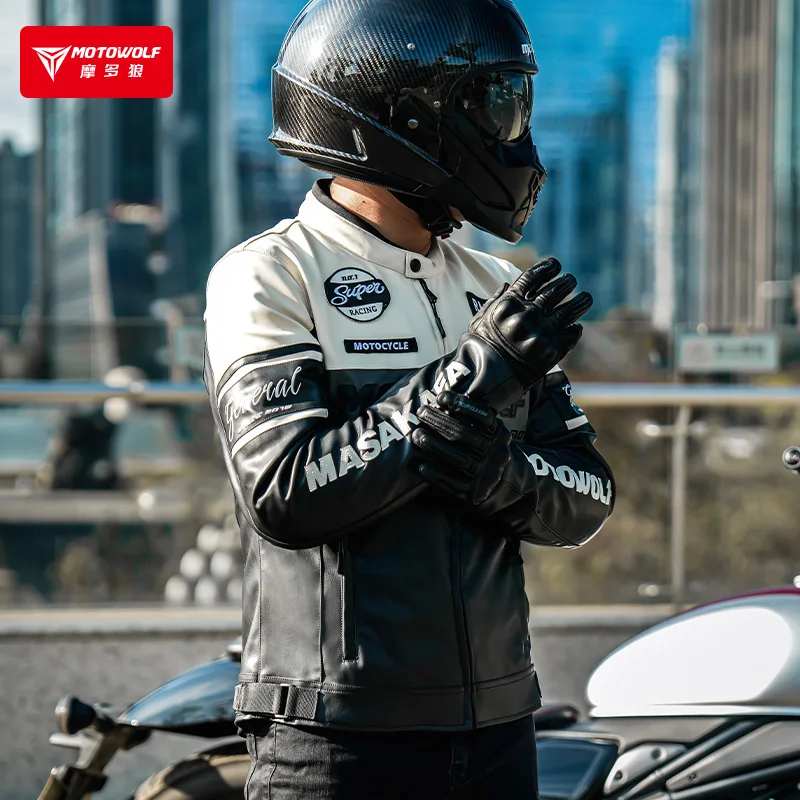 Motorcycle JM1 retro leather jacket with protector gear PU leather jacket for superbike dirt bike
