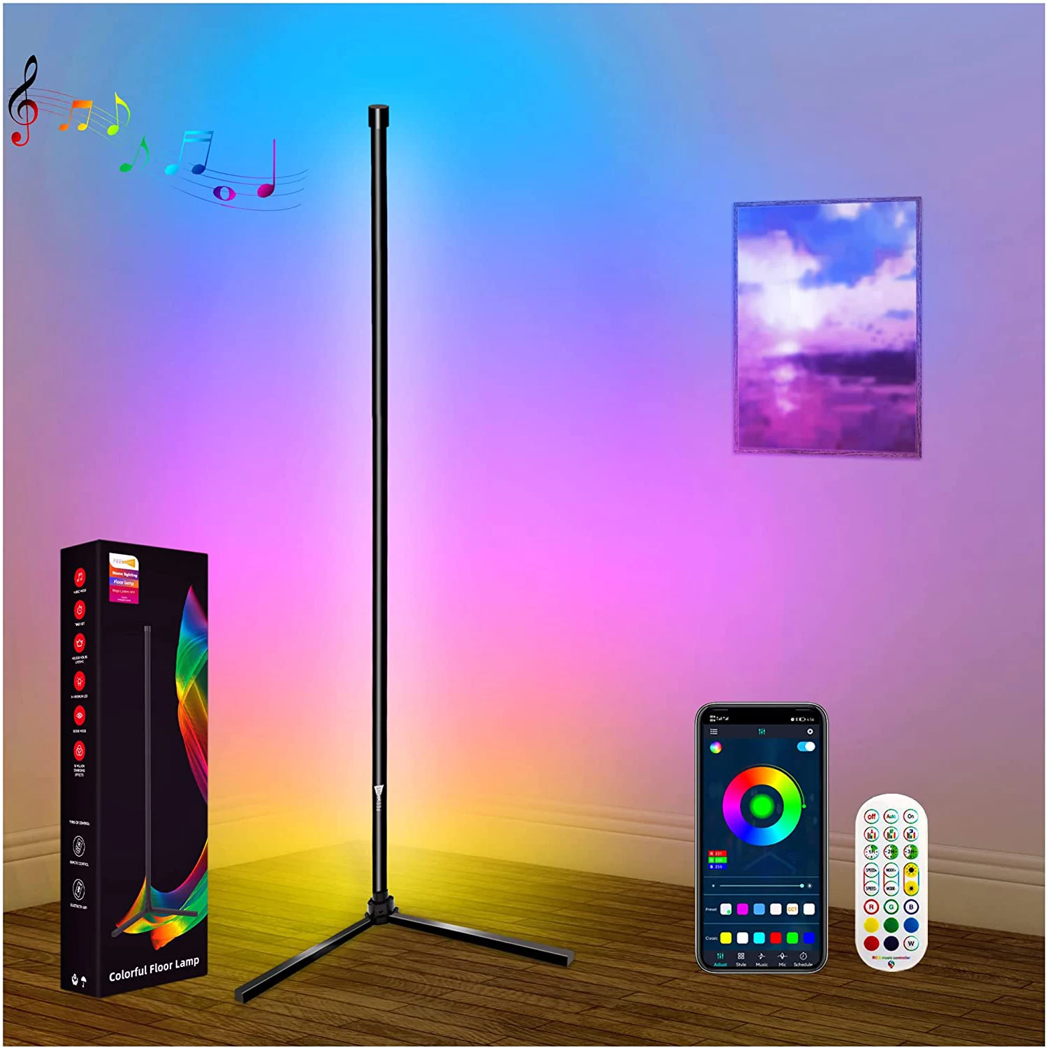 Modern rgb corner floor lamp Projector Led party light Holiday Night Light Living Room Bedroom decor Lamps