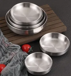 korean 201 304 stainless steel pickles sauce dishes round seasoning dishes