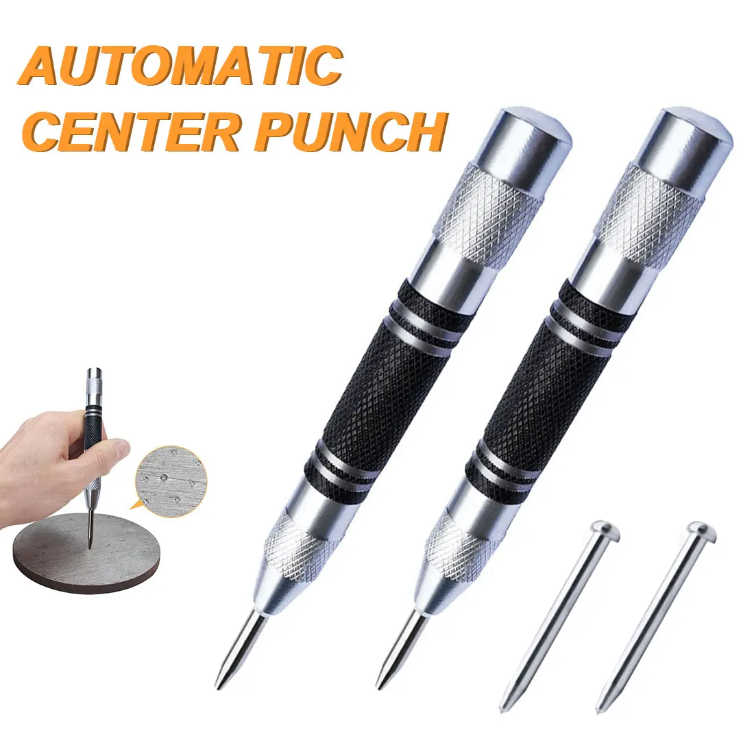 Automatic Center Punch Automatic Center Pin Spring Loaded Mark Center Puncture Adjustable Marker Woodworking Tool Drill Bit