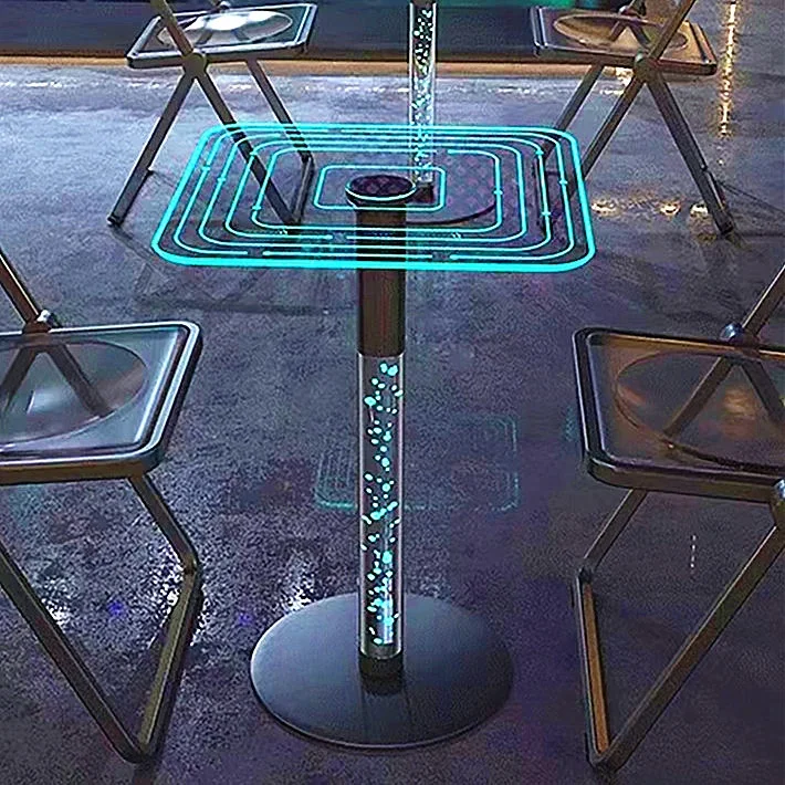 Modern Sleek Intelligent Smart Lighting Bar Table Innovative Glass Furniture for Home Hotel Hall Supermarket Park