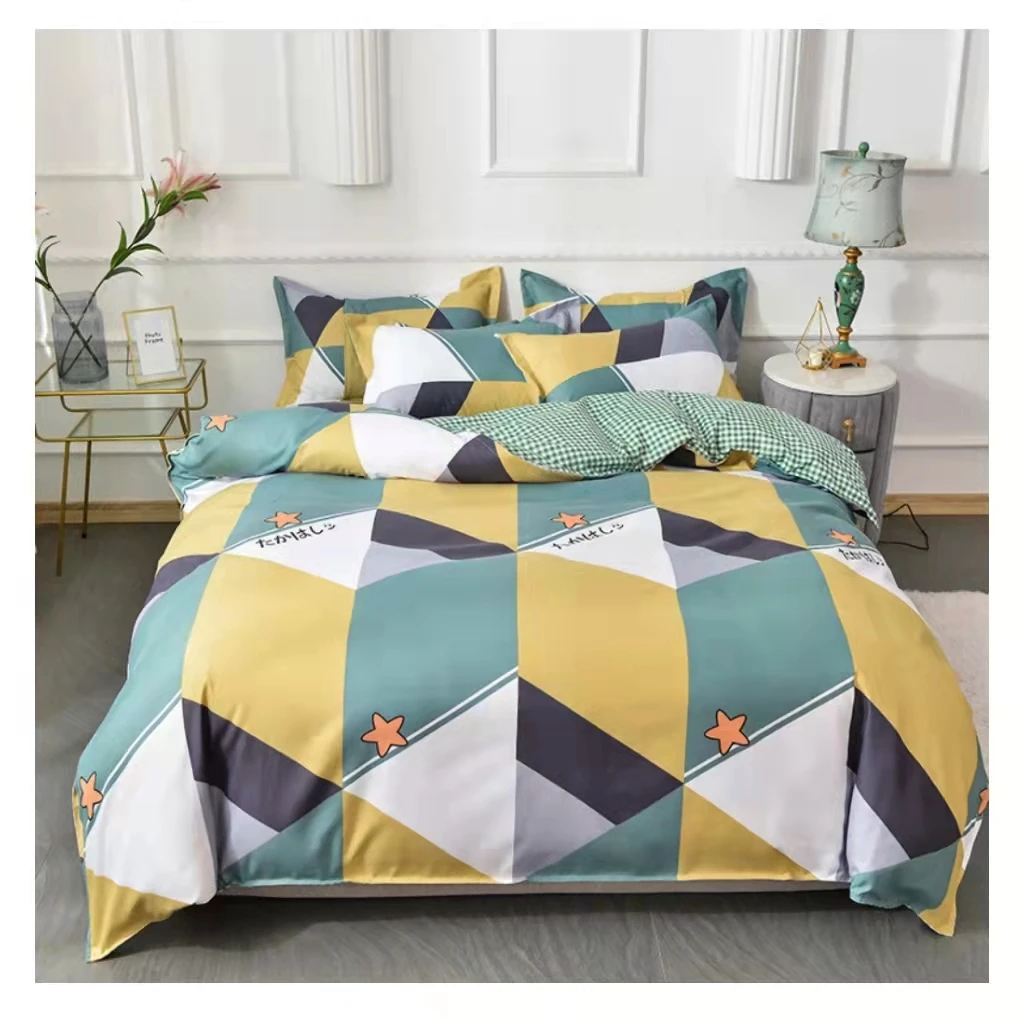 В отношении к окружающей среде изысканный печатных простыни постельное белье приятная на ощупь ткань Постельный набор из 4 элементов 100% хлопок для