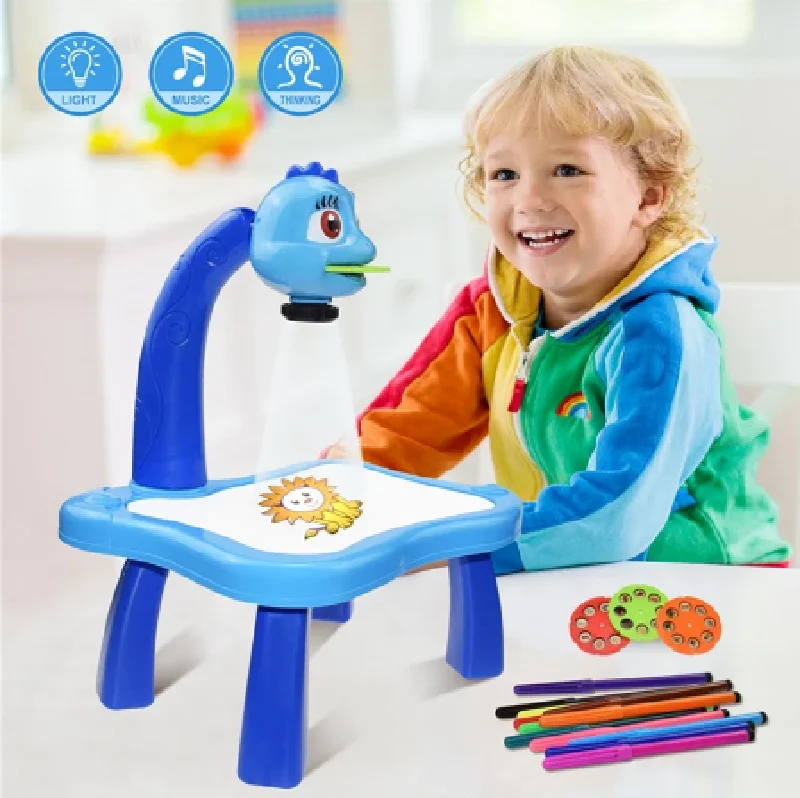 2022 Hot Popular Children Led Projector Art Drawing Table Toys Projection Learning Painting Board Desk For Kids