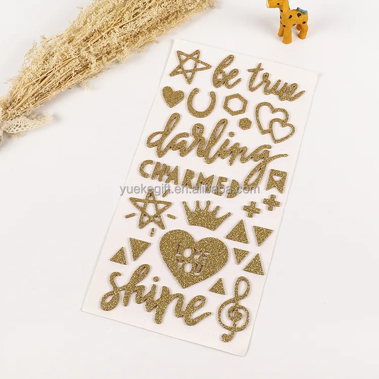 Factory Supply Adhesive Glitter EVA Alphabet Stickers for Scrapbooking Cartoon Stickers Die Cut Stickers for Kids