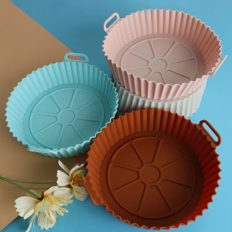 Air Fryer Silicone Baking Tray Reusable Basket Mat Non-Stick Round Paper Baking Microwave Pads Baking Mat Oven Air Fryer Liner