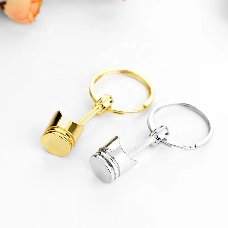 Wholesale 3D Alloy Piston Engine Keychain Customizable Logo Metal Car Piston Carabiner Promotional Keychains