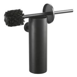 wall mounted stainless steel  Matte Black metal toilet brush holder set