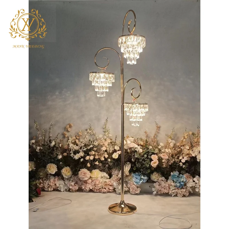 Luxury Acrylic Crystal Light Path Guide Ceremony Pavilion Chandelier Wedding Background Decorative Light 2024 New Wedding Props