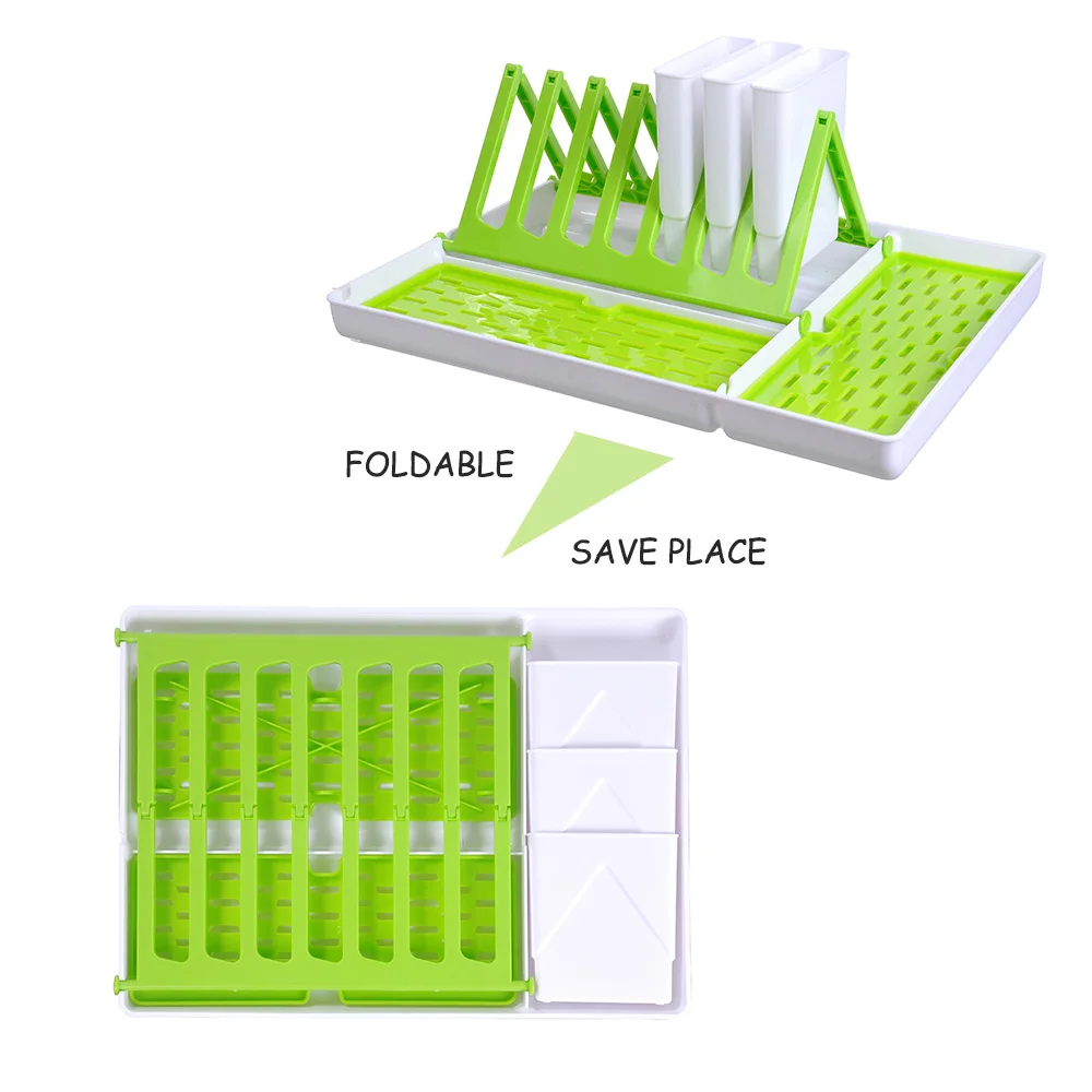 New home kitchen and restaurant foldable over the sink top dish cup fork cutlery plastic drying rack organizer cookware dryer