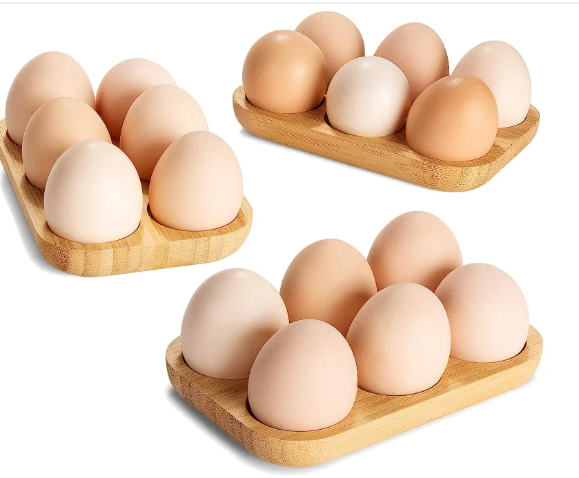 Mini Bamboo wood Egg Tray Set (18 Holes), 3 small Racks,Premium Rustic  Holder For Deviled ,Usable in Kitchen