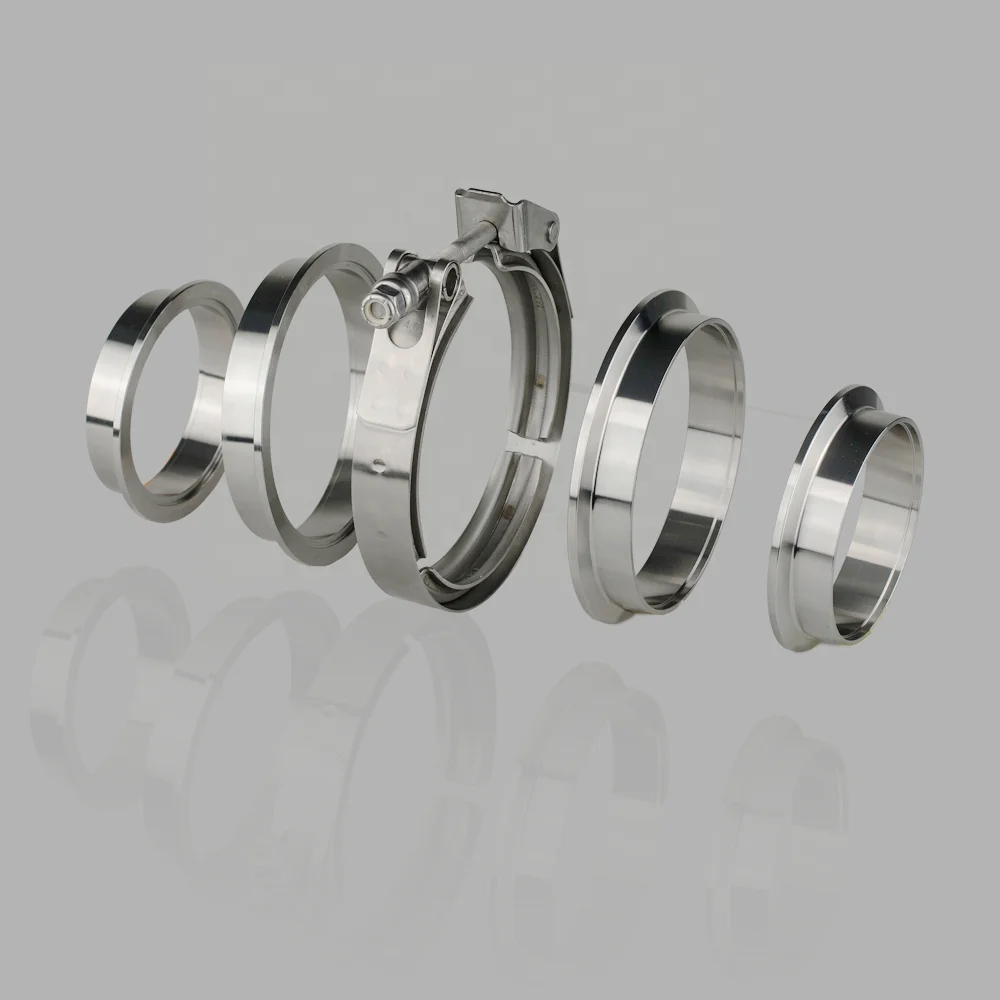 275 Inch Stainless Steel V Band Turbo Intercooler Piping Kit with Heavy Duty Exhaust Clamp Flanges Bolts Included