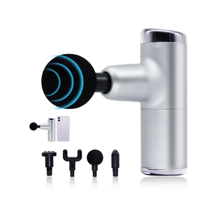 Pocket Mini Hand Size Massage Gun 2000Mah Fascial Gun with 4 Head Fitness Relax Portable Massage Gun SK-328