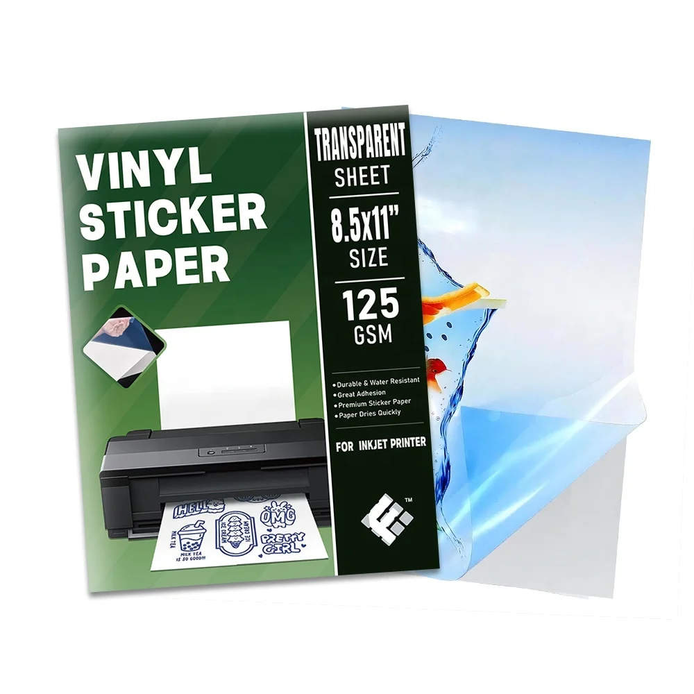 New Product Fy Clear Inkjet Glossy A4 Labels Transparent Pvc Laser Paper Vinyl Sticker Sheet