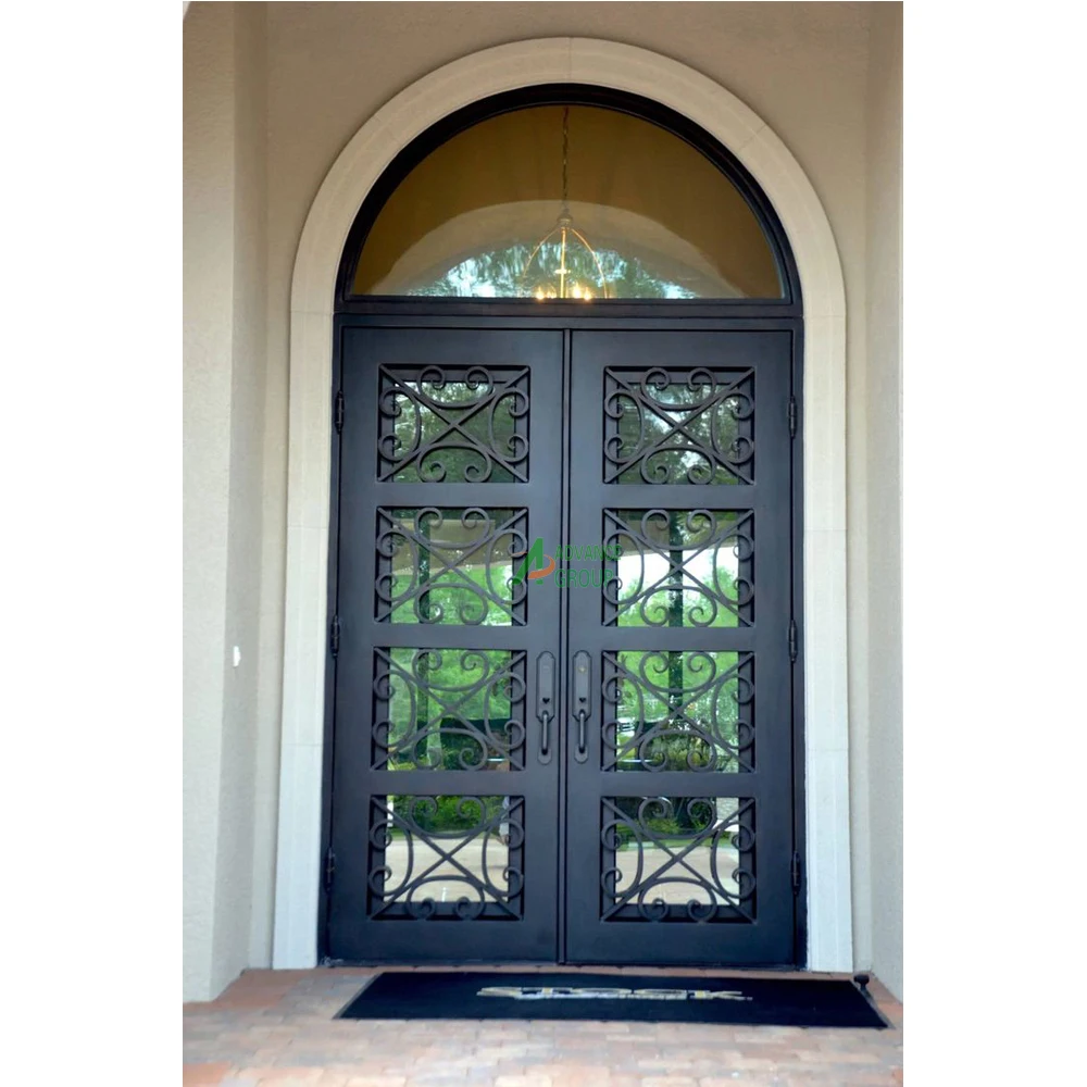 ADVANCE Wrought Iron Front Main Entry Door Full View Single Swing Glass Gate