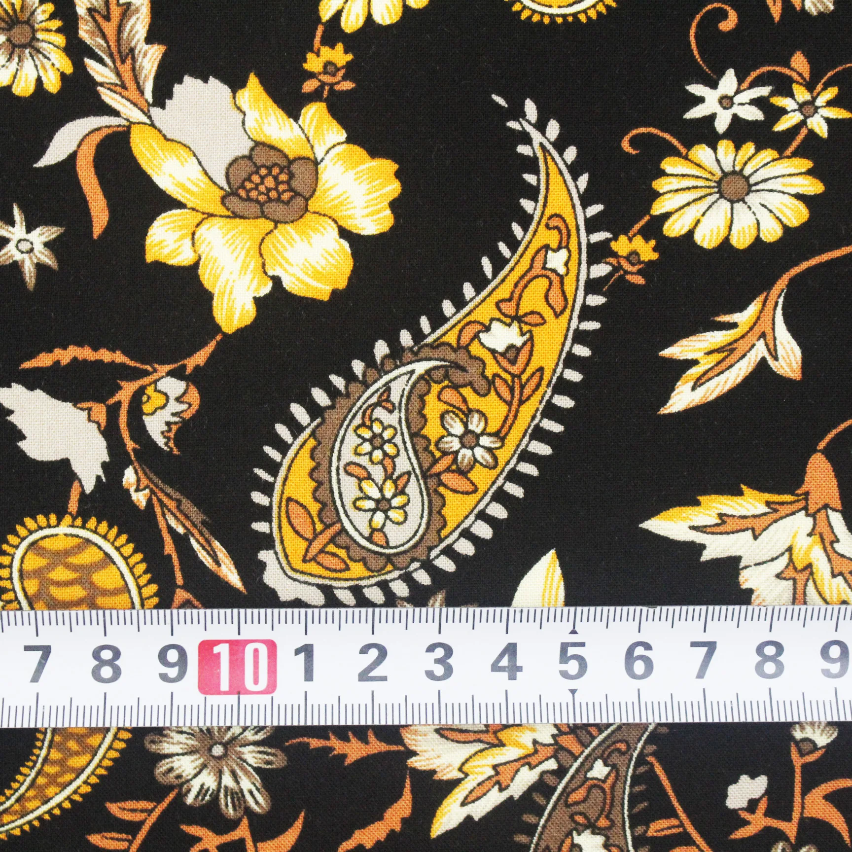 Poplin Spun Polyester Printed Fabric Black New Design Cashew Nut Pattern Boho Fabric For Clothes