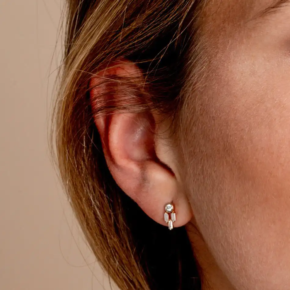 VLOVE 2023 New Design Chandelier Earrings Natural Stone Jewelry 14k Unique Baguette Diamond Earrings Diamond Stud Earrings