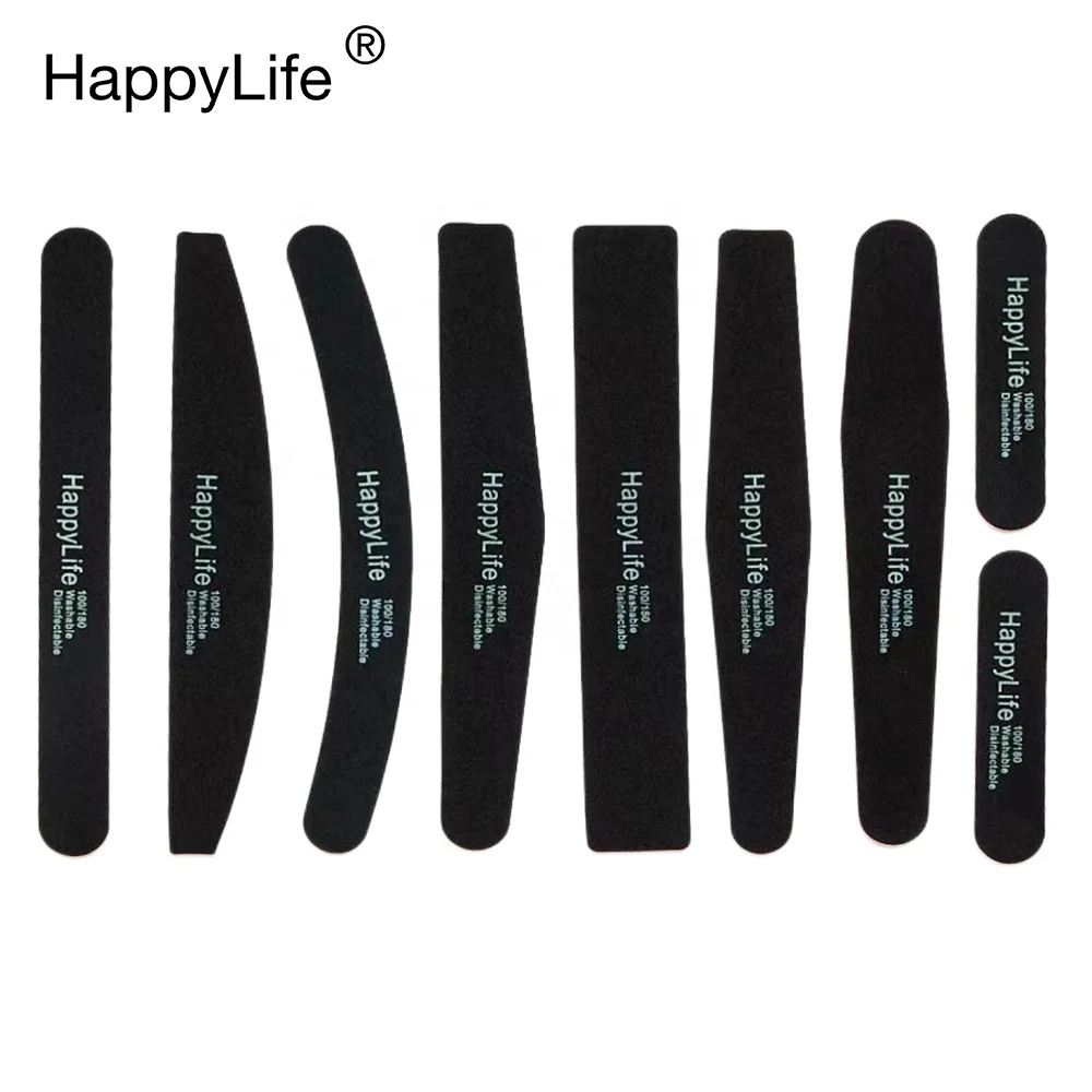 HappyLife OEM Salon Customized High Quality Emery Board Zebra Grit 100 180 Private Label Sandpaper Nail File