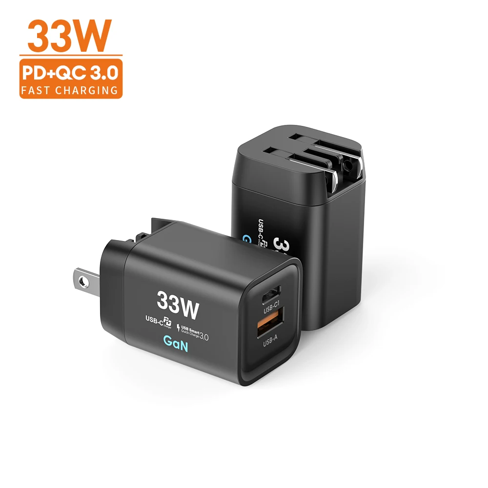 33W Pd Qc3.0 Gan Mobile Phone Chargers Folded Port C Usb Wall Charger For Iphone 14