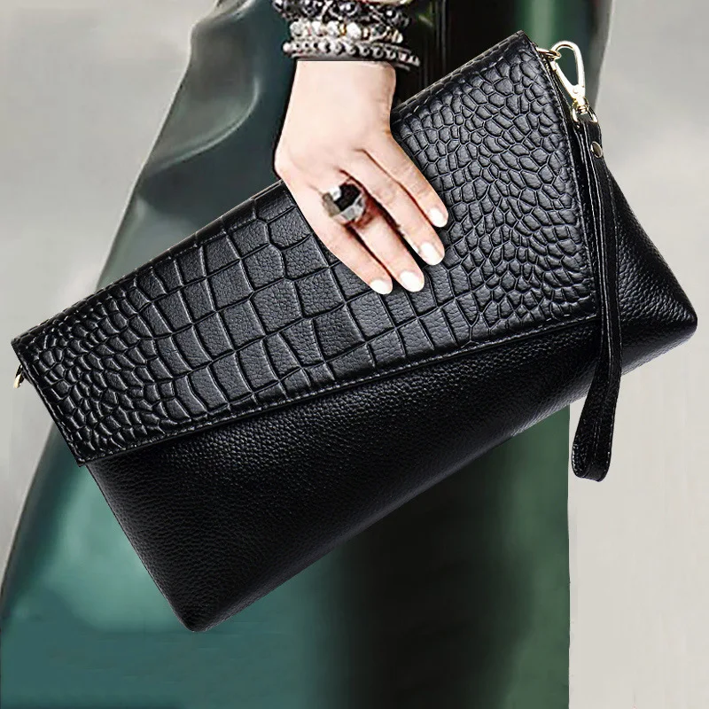 Wedding Evening Party Bags Genuine Leather Factory Directly Fashion Long Wallet Purse Large Capacity 2022 Clutch Bags For Women