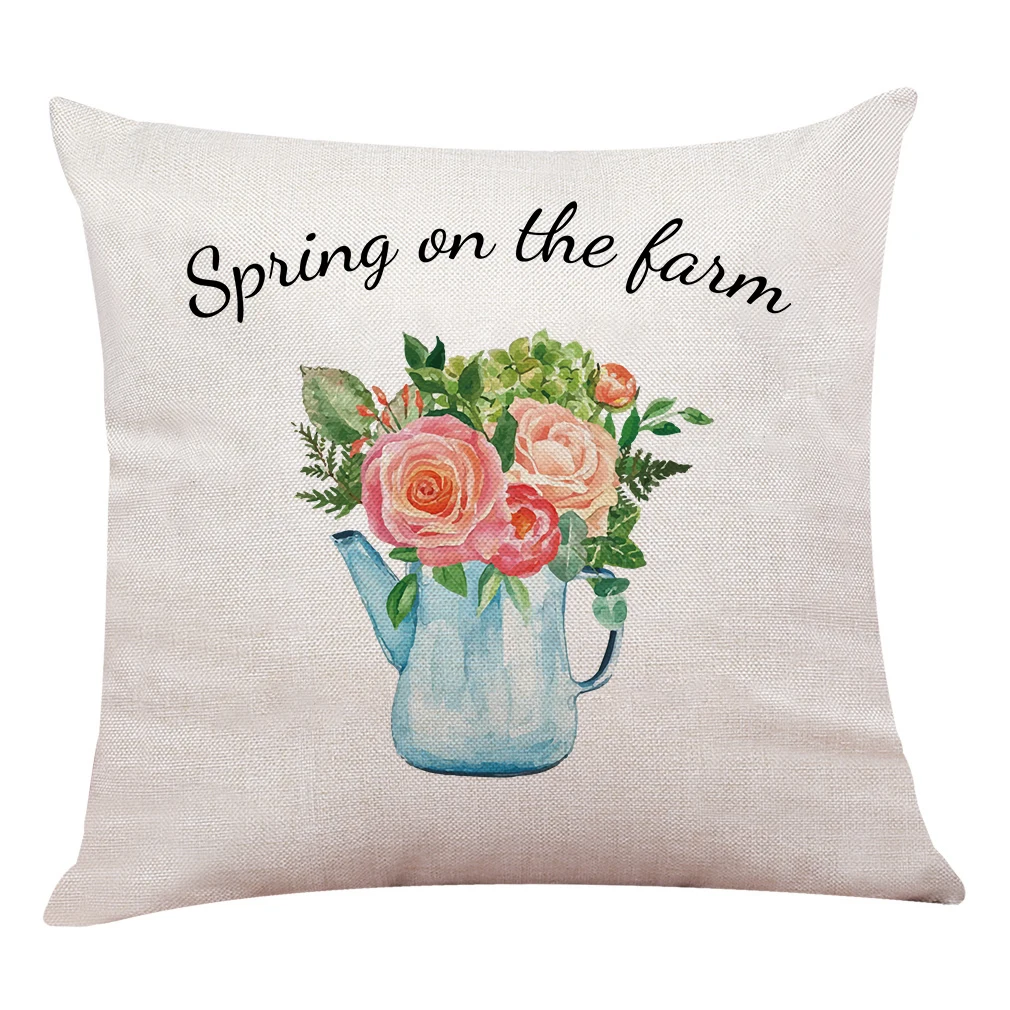 Wholesale Customizable Natural Linen Look Polyester 45 x 45 cm Throw Cushion Cover Pillow Cases Pillowcase for Home Decor