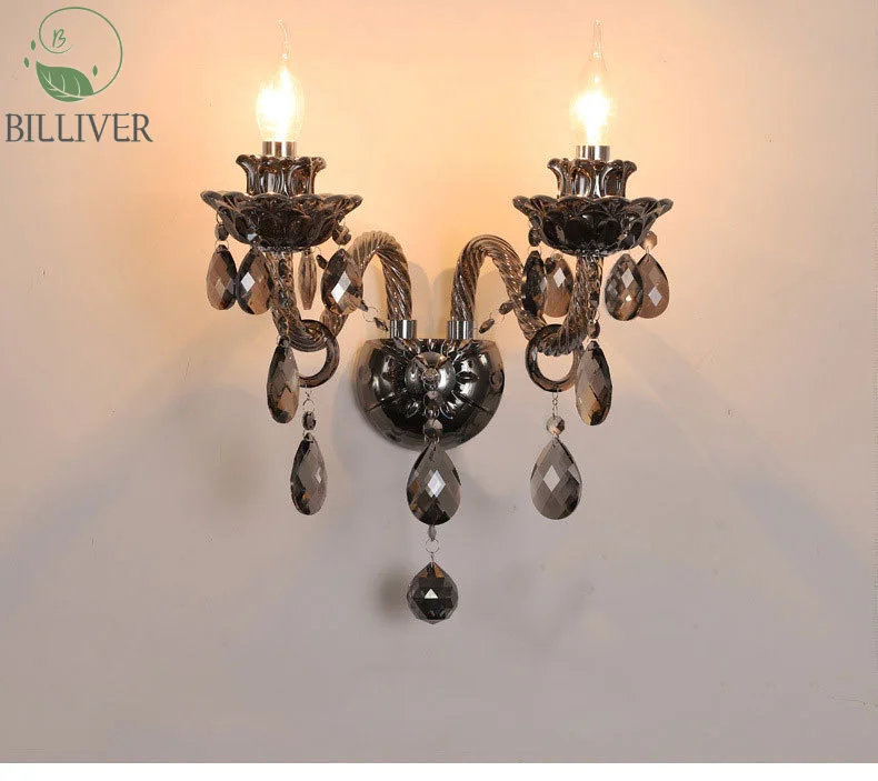 European candle crystal wall lamp living room dining room decoration wall lamp Bedroom hotel corridor aisle wall lamp