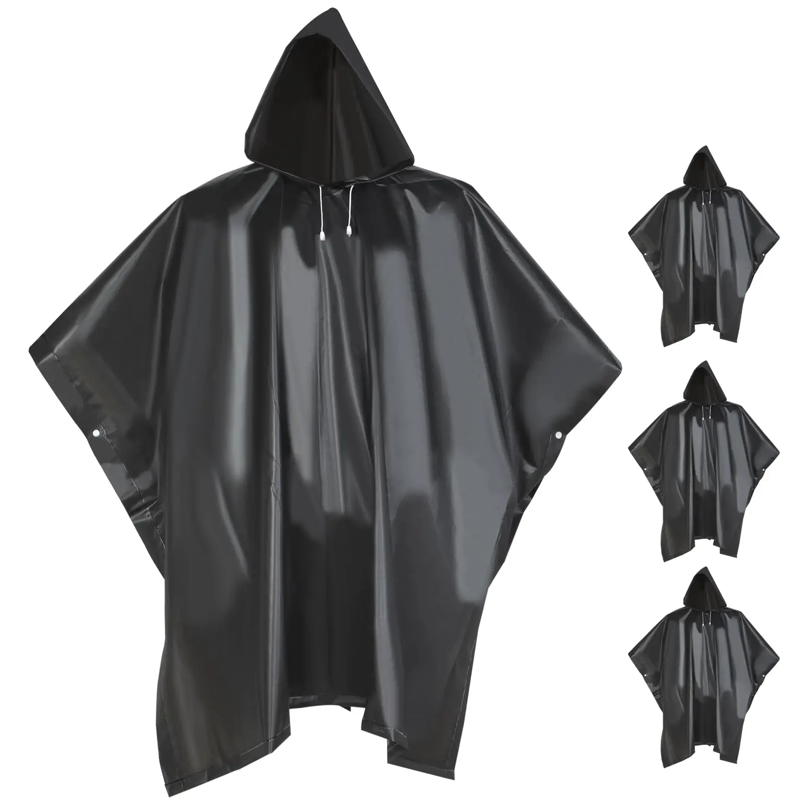 Reusable Black EVA Raincoat Waterproof Rain Poncho for Adults