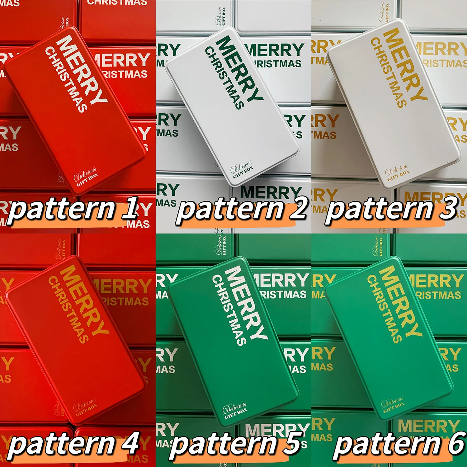 Fancy Rectangular Shape Empty Cookie Storage Gift Box Christmas Metal Tin