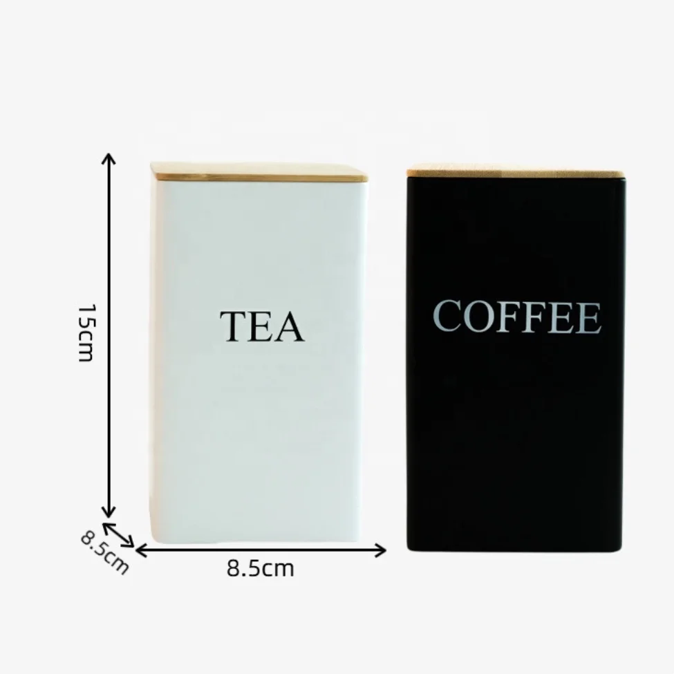 Antique Food Grade Empty Metal Canister Tea Coffee Sugar Logo Iron Airtight Canister Square Tins with Wood Lid