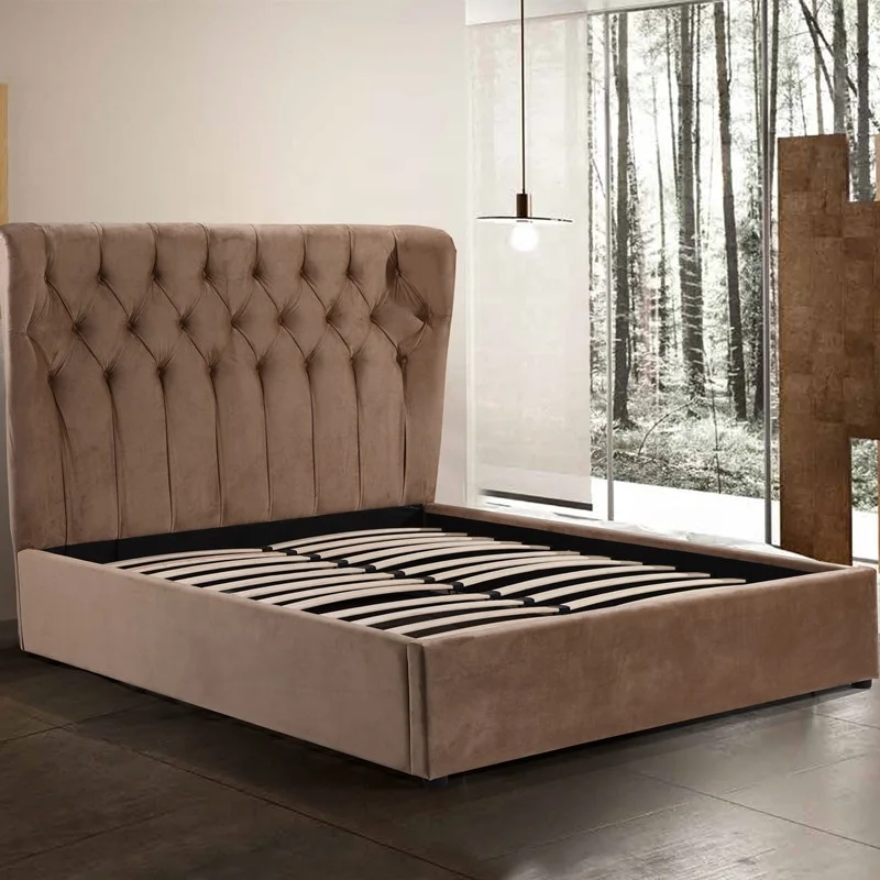 bed frame solid wood  Bedroom Furniture Wood Deluxe Platform Bed Frame with Headboard for room