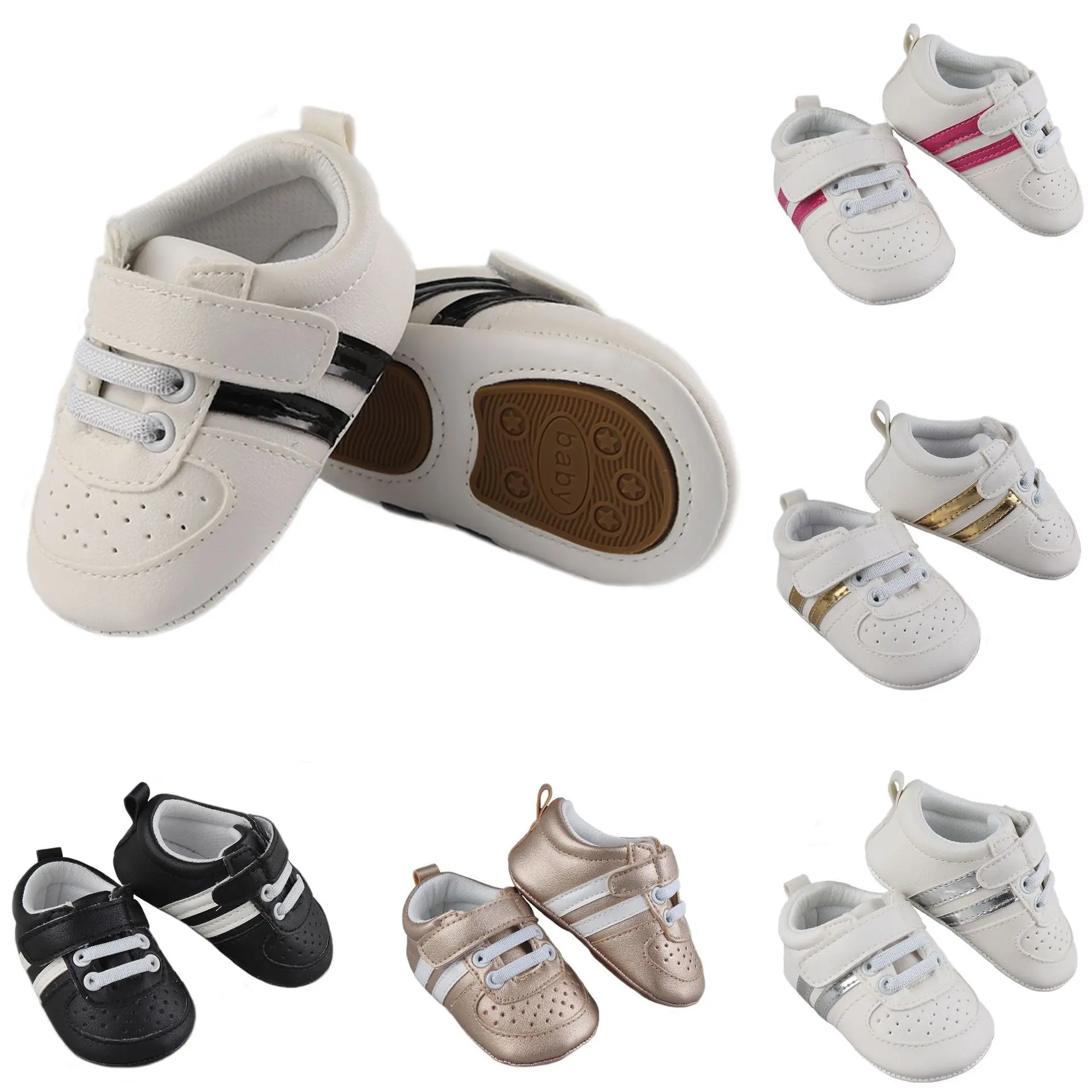 Wholesale Toddler white waterproof casual new born leather mary jane  boy girl baby shoes