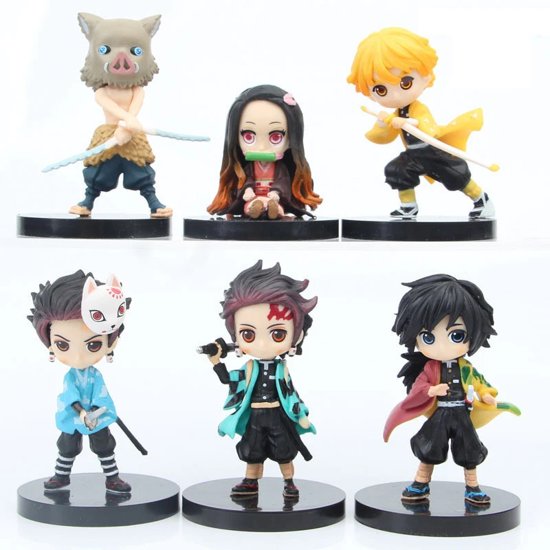 6 styles  Qposket Demon Slayer Kimetsu no Yaiba Cartoon Character Collection Toy PVC Anime Figure Toys