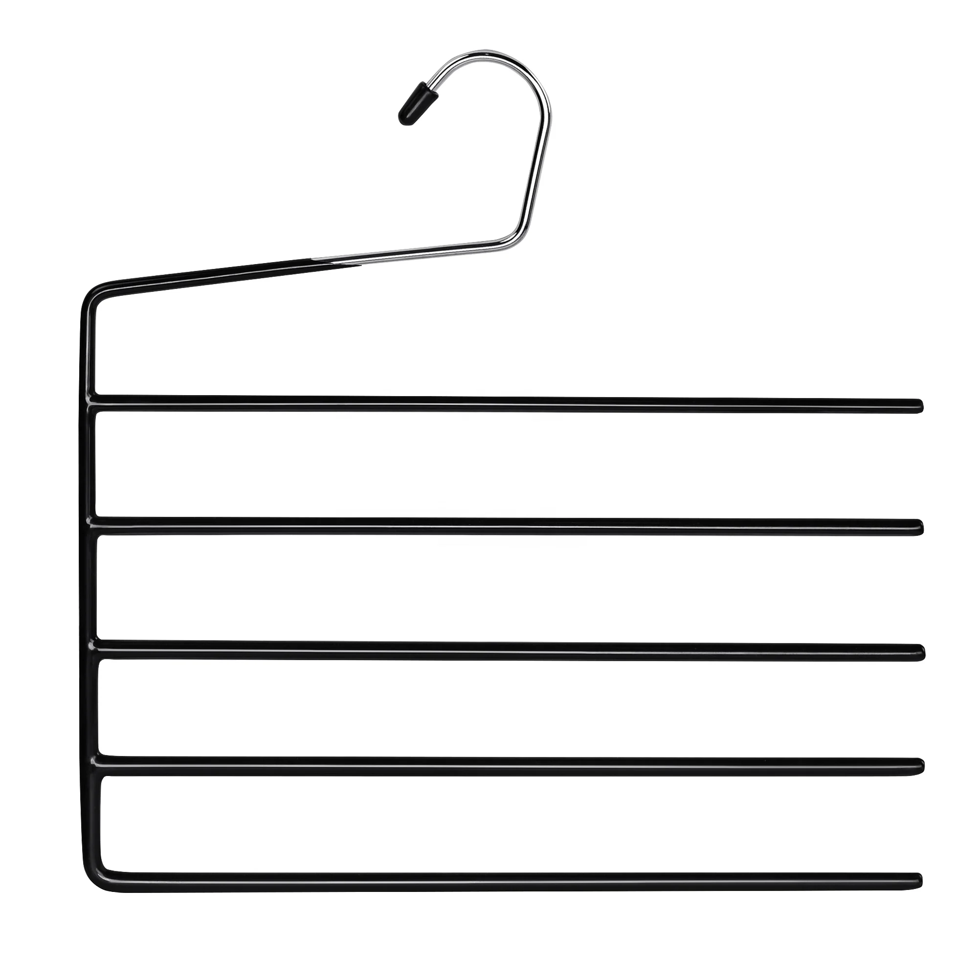Wholesale Non Slip 5 Tier Open-Ended Cloth Pants Hanger Closet Storage Organizer Saving Space Metal 4 Pack Pants Hanger