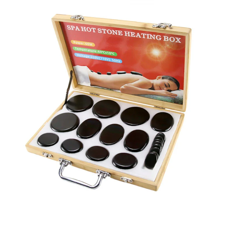Best Sale 20 Natural Black Hot Healing Stones Massage Heating Set for Home Body Therapy Relaxation and Beauty Care