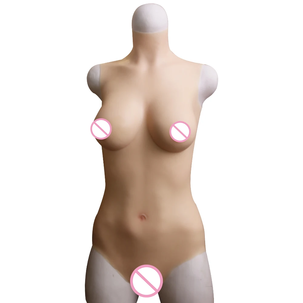 Силиконовый женский полноразмерный комбинезон KnowU с D-образной чашкой, цельный комбинезон с грудью и трусиками 9/9 для влагалища