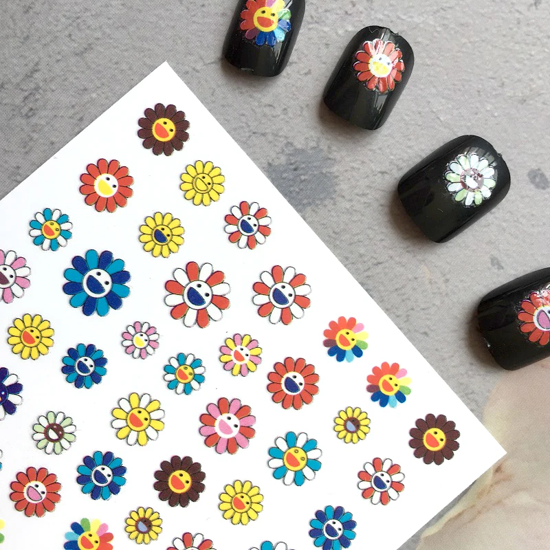 Popular Holographic Flower Nail Art Decals For Girls Women Nail Art Decoration