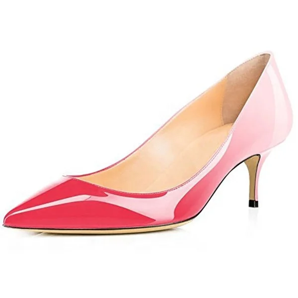 
Sexy Beautiful Gradient Color Smooth Patent Leather Women Dress Shoes Ladies Slip-on Pumps Large Size 45 Women High Heels 