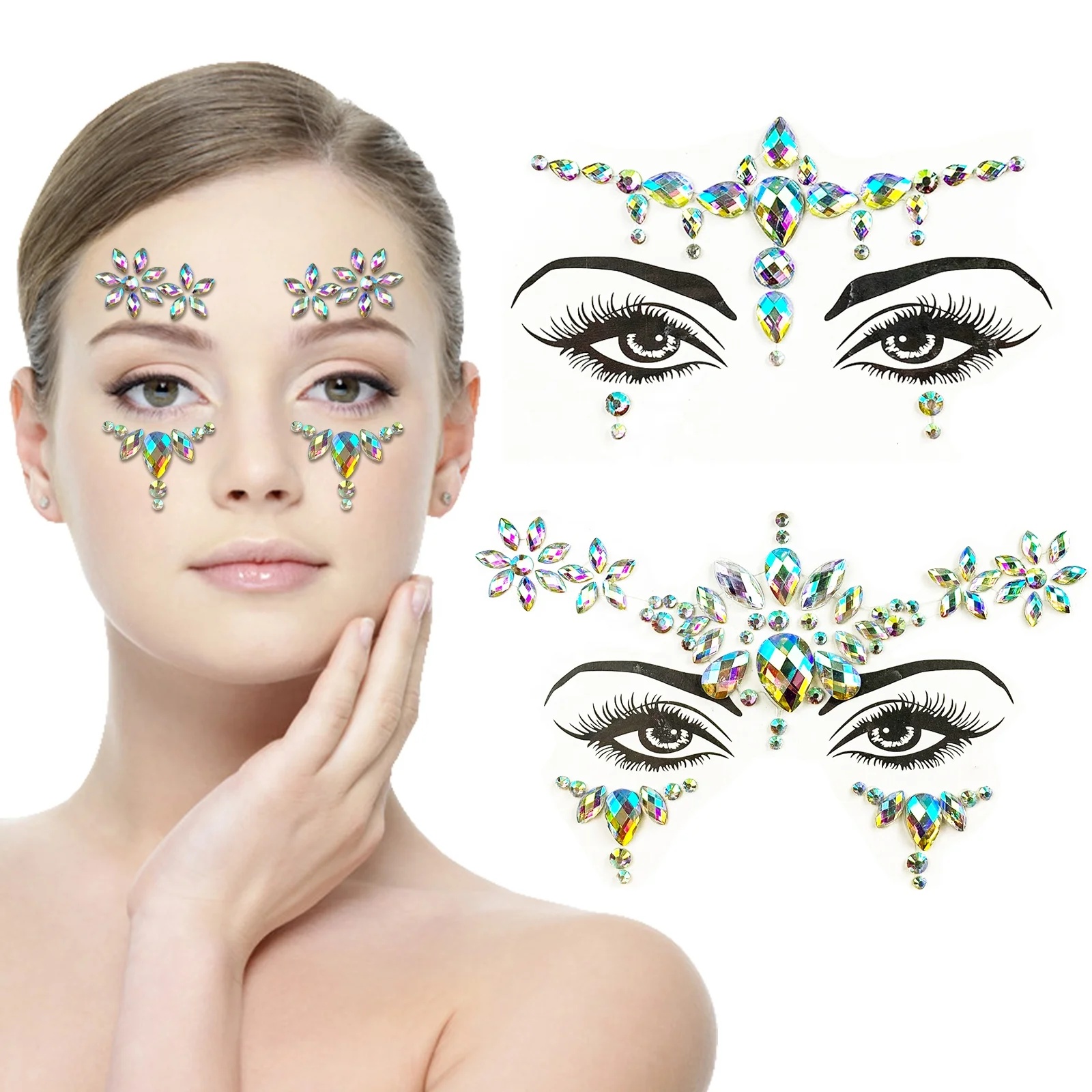 Wholesale Jewels Rave Face Crystal Gem Eye Face Body Jewel Crystal Rhinestone Face Gem Stickers for Festival Party