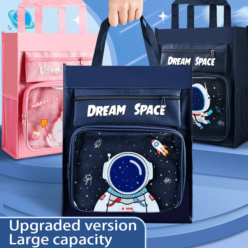 Multi functional student tutoring bag Large capacity file bag A4 zipper canvas portable stationery storage bag