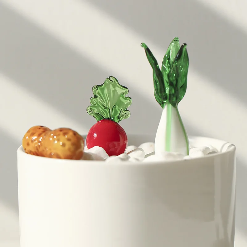 hot sale hand-blown artificial and vegetable Stained glass fruit statues Christmas tree decorations