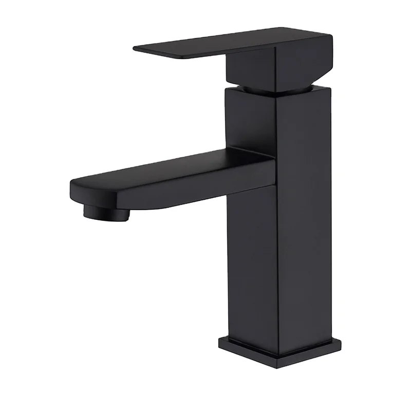 Faucet Manufacturer Stainless Steel 304 Washbasin Mixer square Bathroom Black Faucet