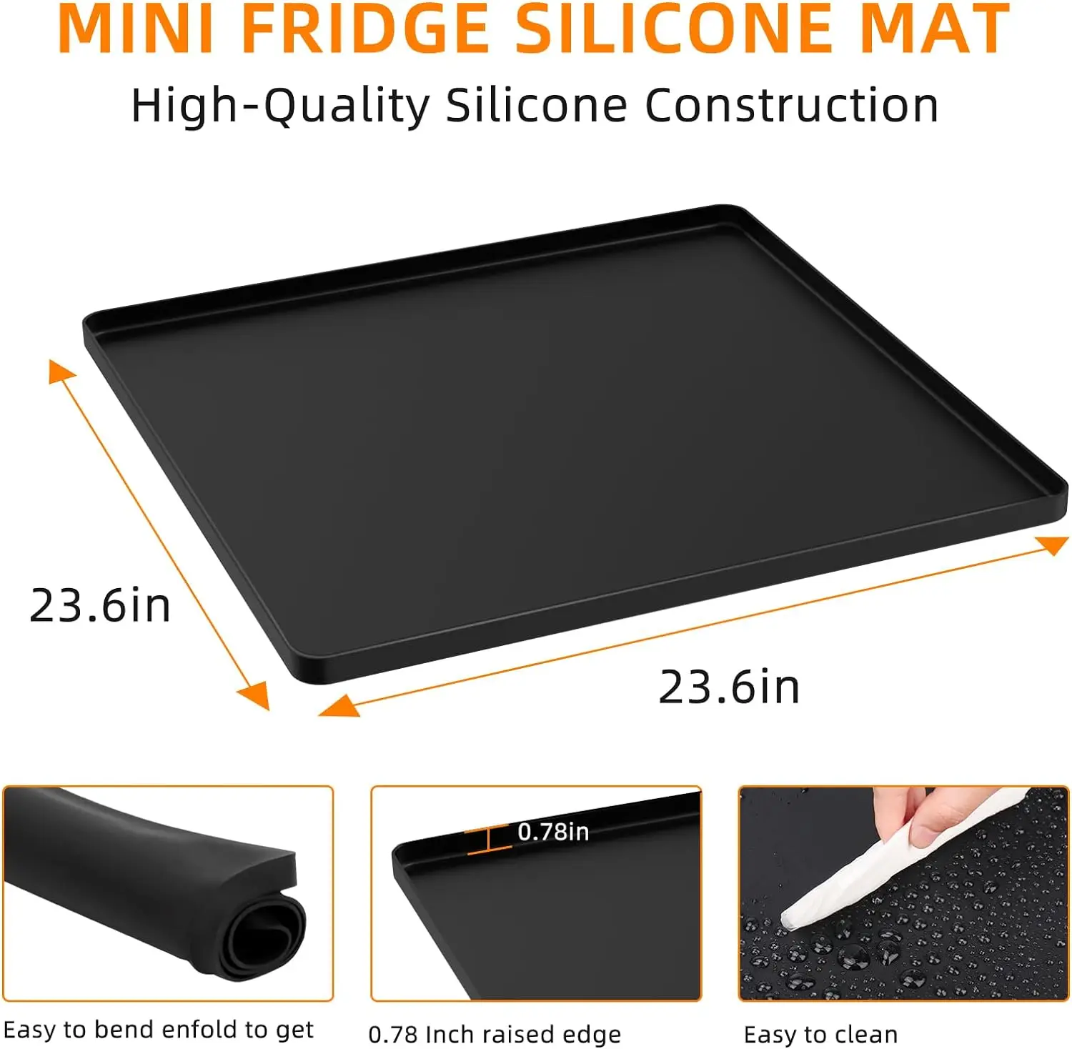 March Refrigerator Dust Cover Mat Oil-Proof Waterproof Refrigerator Floor Silicone Mat Washable Fridge Mats Liners