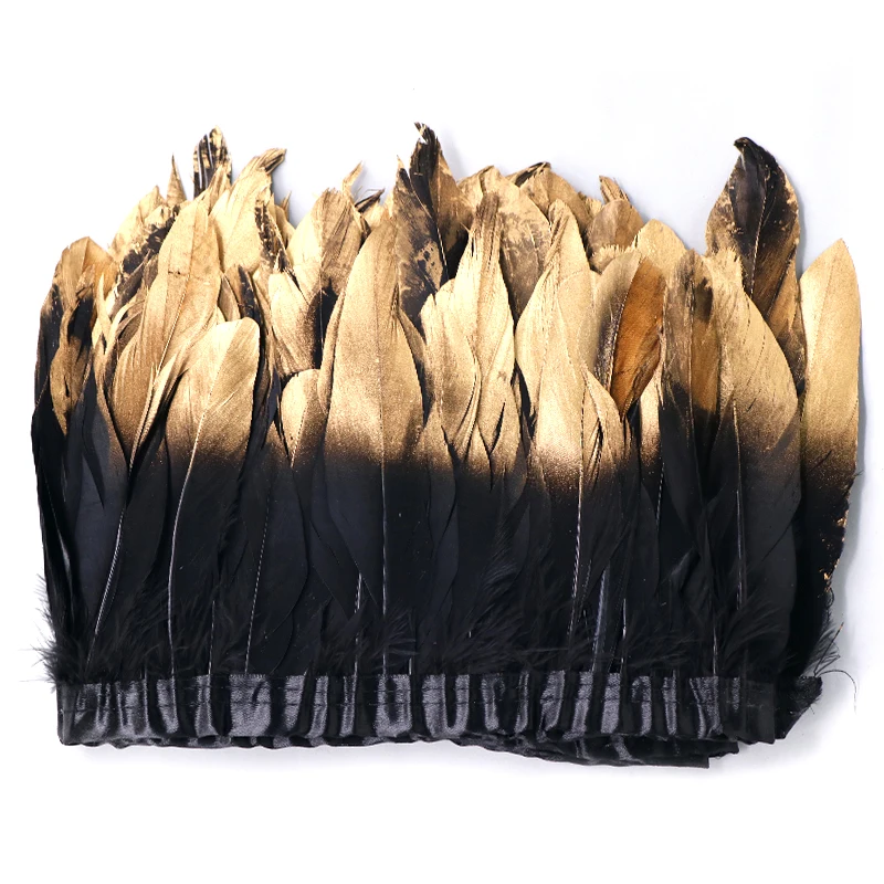 15-20cm Goose Feathers Dyed Real Cheap White gold Goose Feather Trims Fringes Ribbons for Dress Cloth Belt decorative