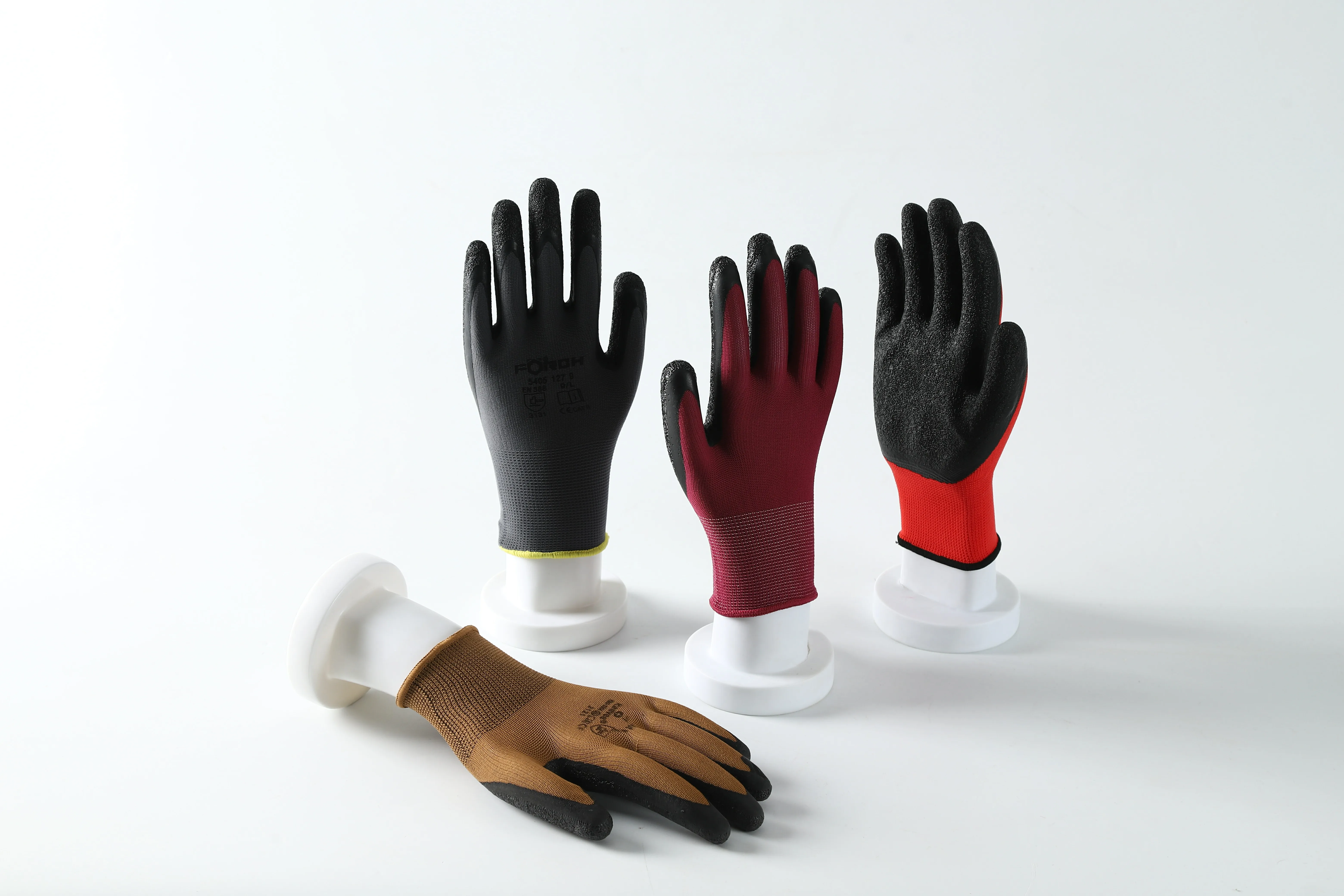 2024 China supplier OEM 13G Polyester Gloves Coated with Latex crinkle Industrial Labor Protection anti-slip Gloves