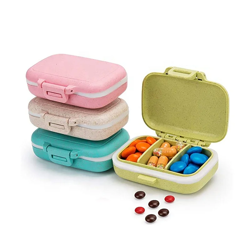 
Wholesale mini moistureproof 3 Removable Compartments Pill Box Organizer Medicine Travel Pill Case for Pocket or Purse Daily 