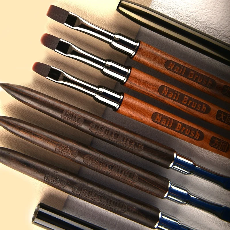 Nail Brush High Quality Wholesale Nylon Hair Sandalwood Handle Nail Art Printing Drawing DIY 3 Types of the Head