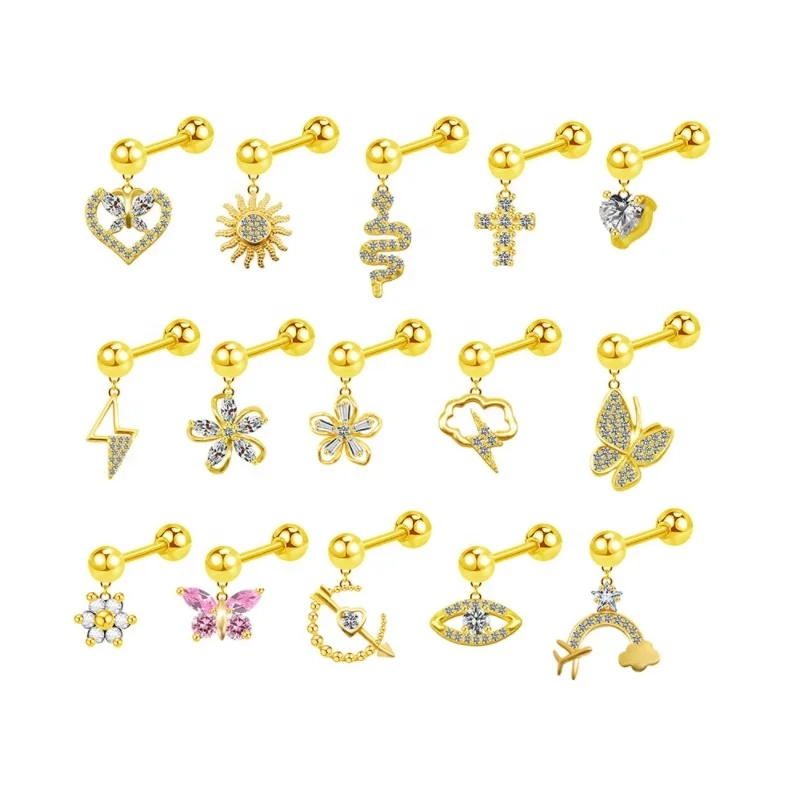 Gaby stainless steel piercing earrings cartilage helix piercing fashion jewelry piercing jewelry wholesale face piercing jewelry